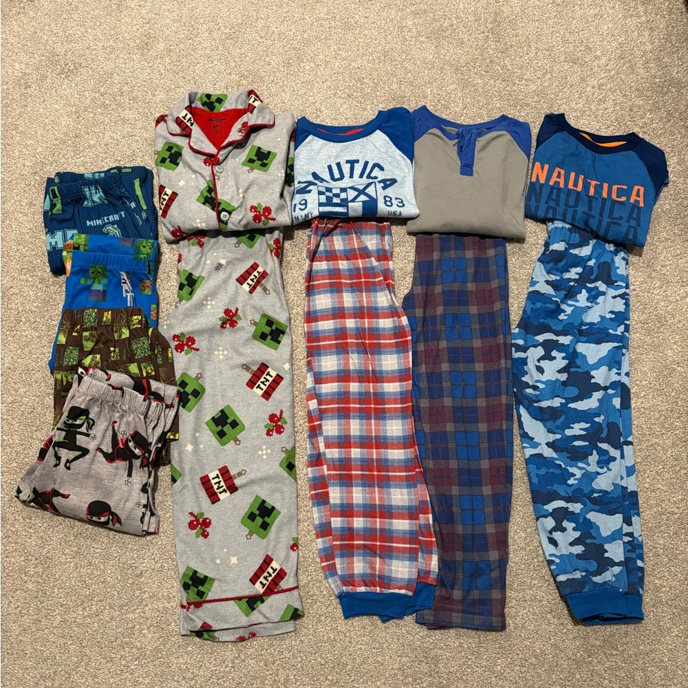 Nautica Blue and Gray Kids Pajama Set with Red Accents